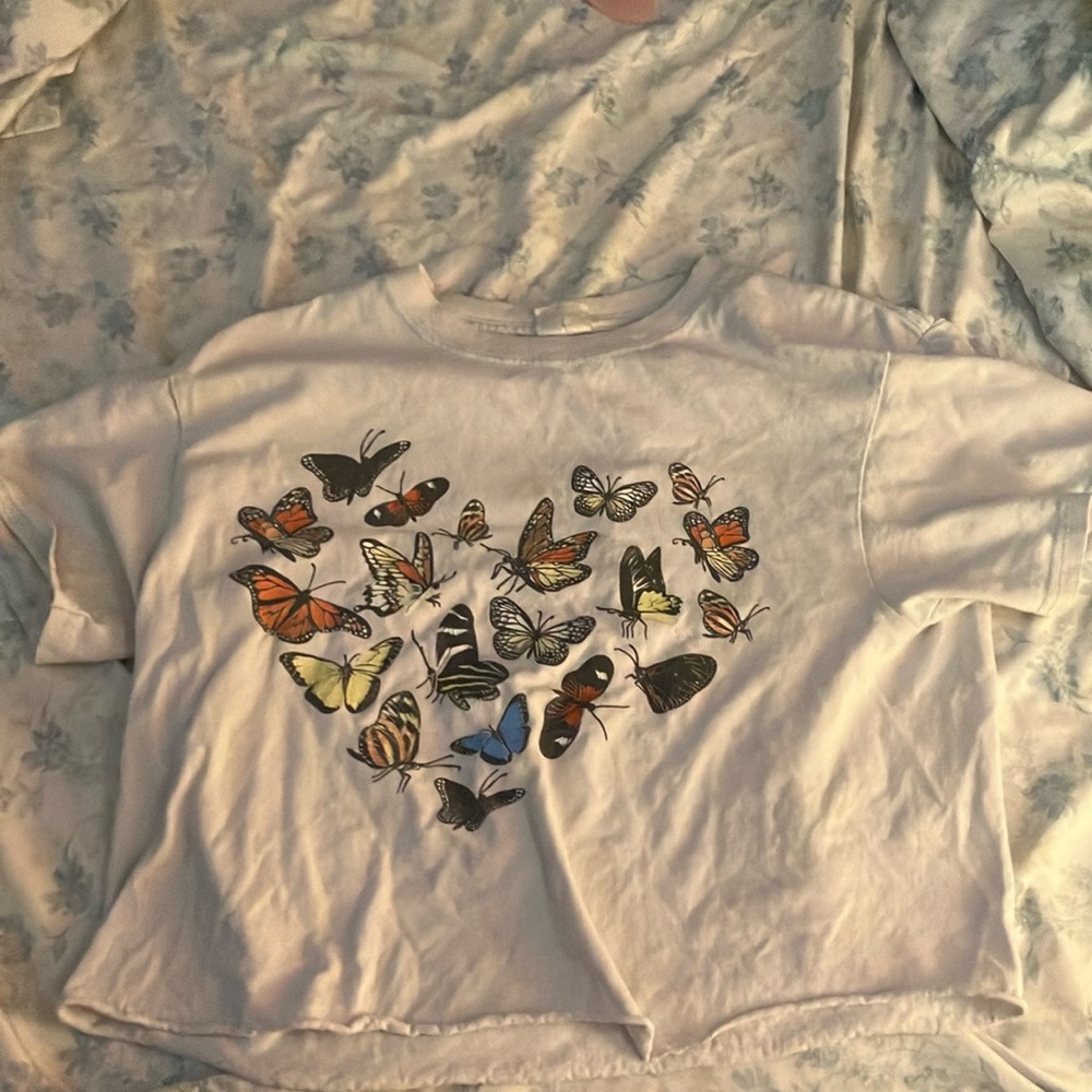 Girls cropped butterfly t-shirt